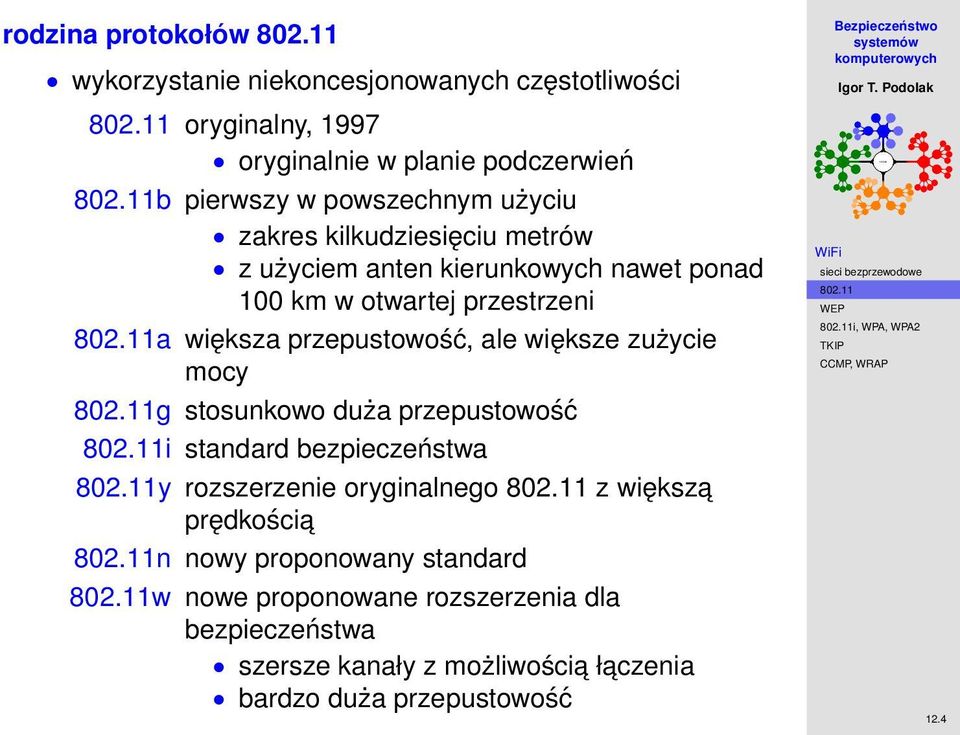 przepustowość, ale większe zużycie mocy g stosunkowo duża przepustowość i standard bezpieczeństwa y rozszerzenie oryginalnego z większa