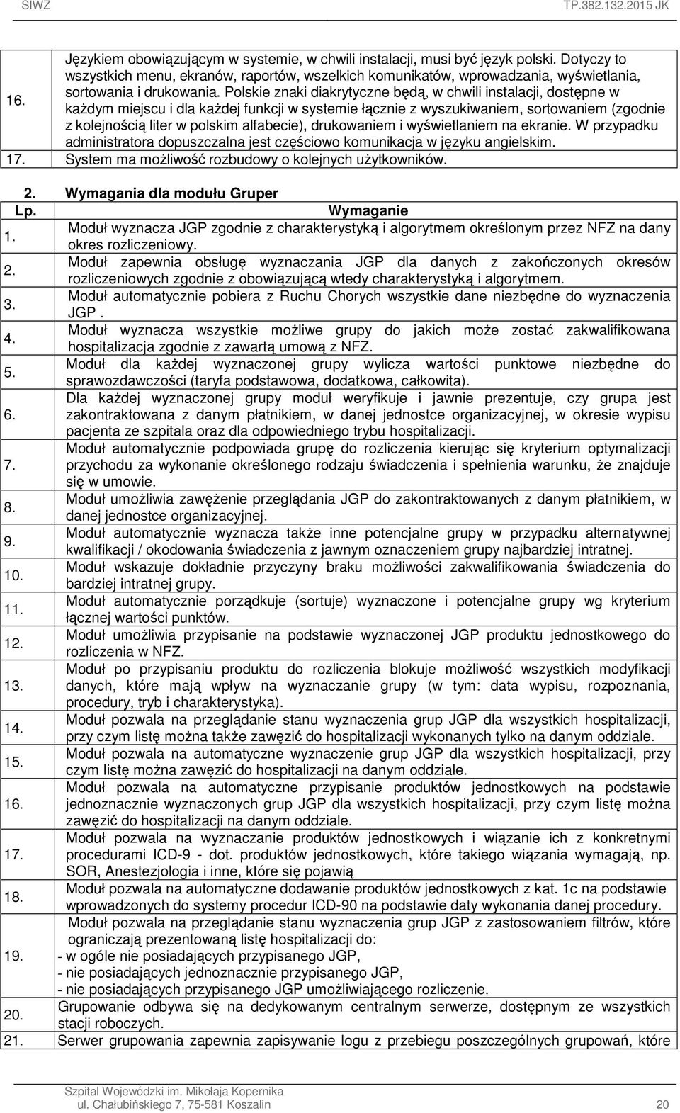 kaŝdym miejscu i dla kaŝdej funkcji w systemie łącznie z wyszukiwaniem, sortowaniem (zgodnie z kolejnością liter w polskim alfabecie), drukowaniem i wyświetlaniem na ekranie.