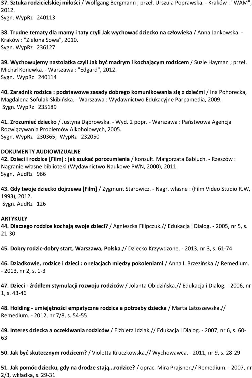 Wychowujemy nastolatka czyli Jak być madrym i kochającym rodzicem / Suzie Hayman ; przeł. Michał Konewka. - Warszawa : "Edgard", 2012. Sygn. WypRz 240114 40.