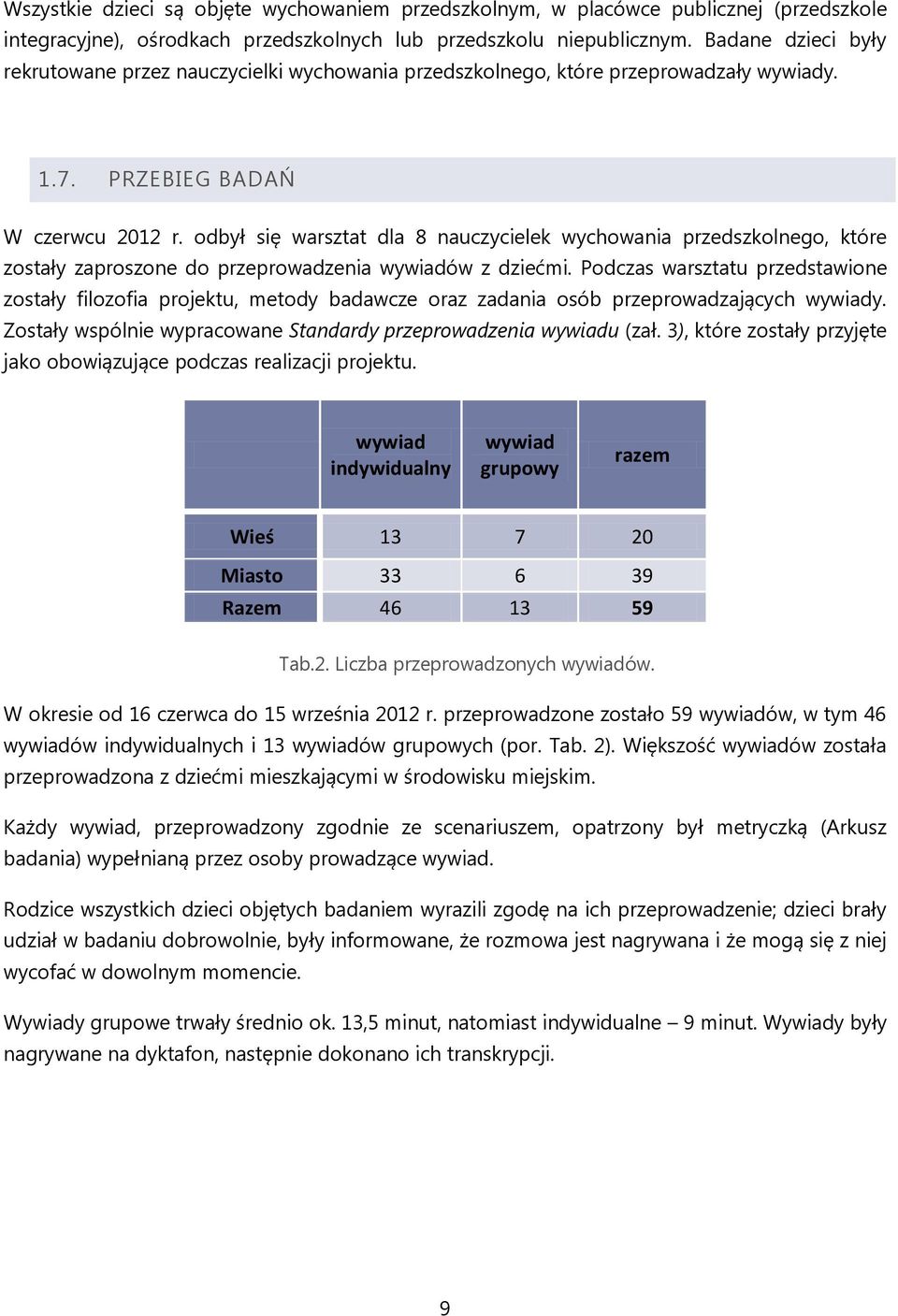 odbył się warsztat dla 8 nauczycielek wychowania przedszkolnego, które zostały zaproszone do przeprowadzenia wywiadów z dziećmi.