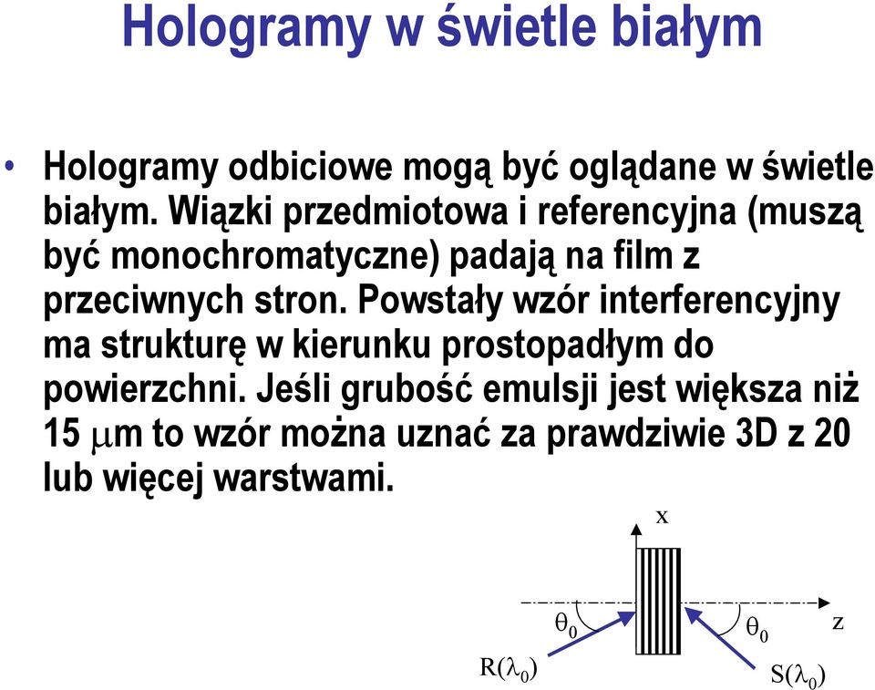 Powstały wzór interferencyjny ma strukturę w kierunku prostopadłym do powierzchni.