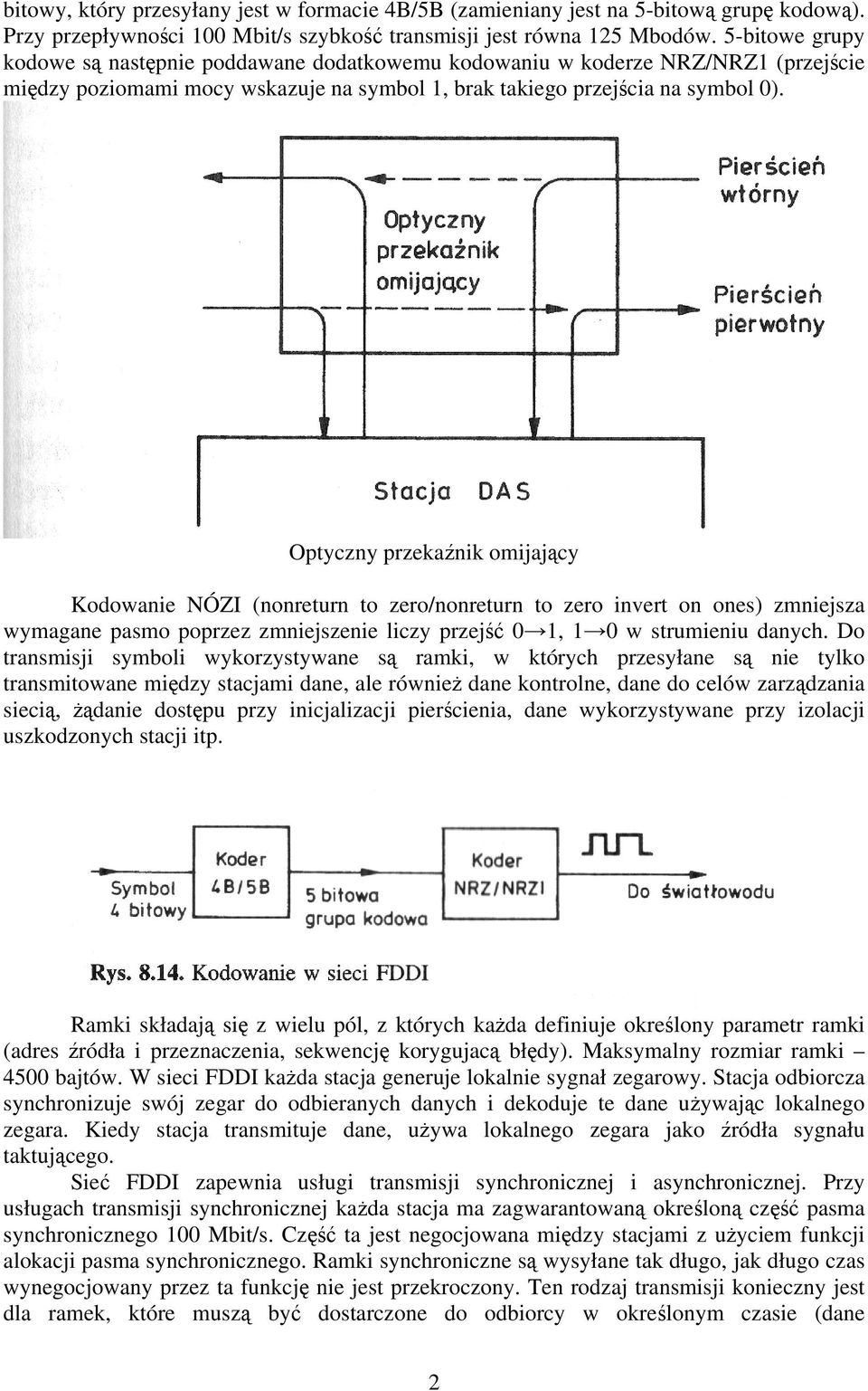 Optyczny przekaźnik omijający Kodowanie NÓZI (nonreturn to zero/nonreturn to zero invert on ones) zmniejsza wymagane pasmo poprzez zmniejszenie liczy przejść 0 1, 1 0 w strumieniu danych.