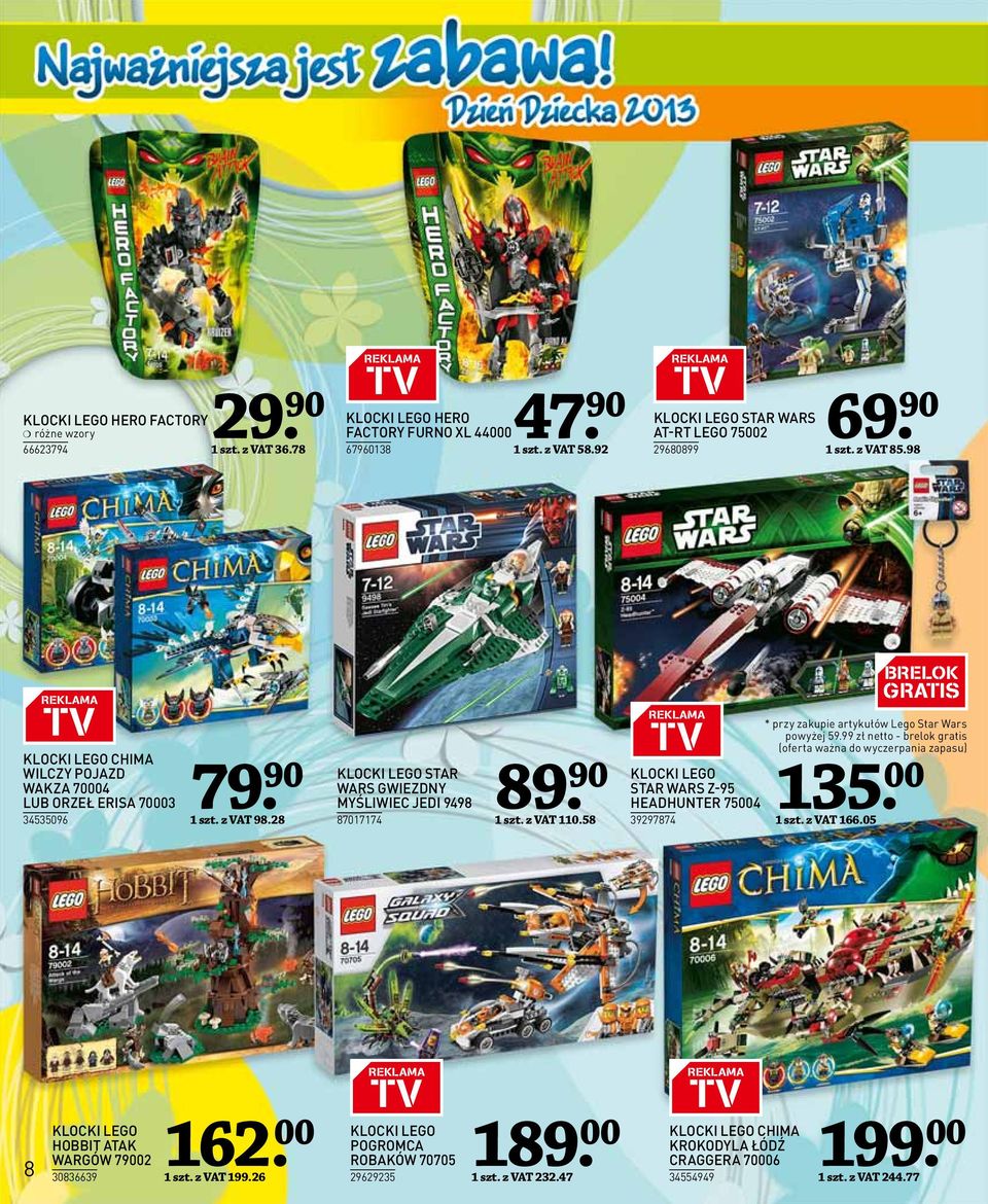 58 KLOCKI LEGO STAR WARS Z-95 HEADHUNTER 75004 39297874 BRELOK GRATIS * przy zakupie artykułów Lego Star Wars powyżej 59.99 zł netto - brelok gratis (oferta ważna do wyczerpania zapasu) 135. 00 1 szt.