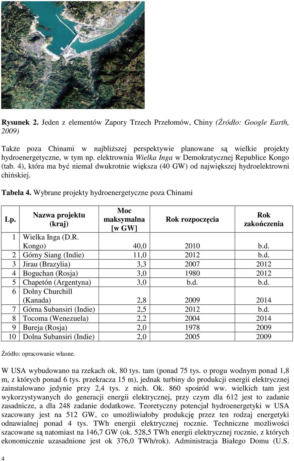 Wybrane projekty hydroenergetyczne poza Chinami 4 Lp. Nazwa projektu (kraj) Moc maksymalna [w GW] Rok rozpoczęcia Rok zakończenia 1 Wielka Inga (D.R. Kongo) 40,0 2010 b.d. 2 Górny Siang (Indie) 11,0 2012 b.
