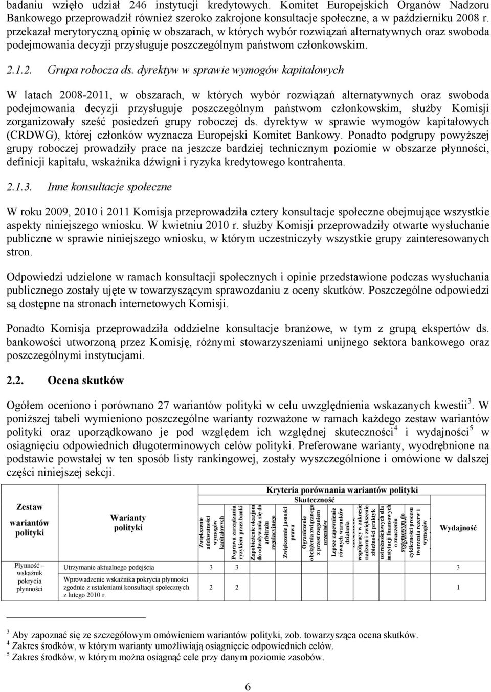 dyrektyw w sprawie wymogów kapitałowych W latach 2008-2011, w obszarach, w których wybór rozwiązań alternatywnych oraz swoboda podejmowania decyzji przysługuje poszczególnym państwom członkowskim,