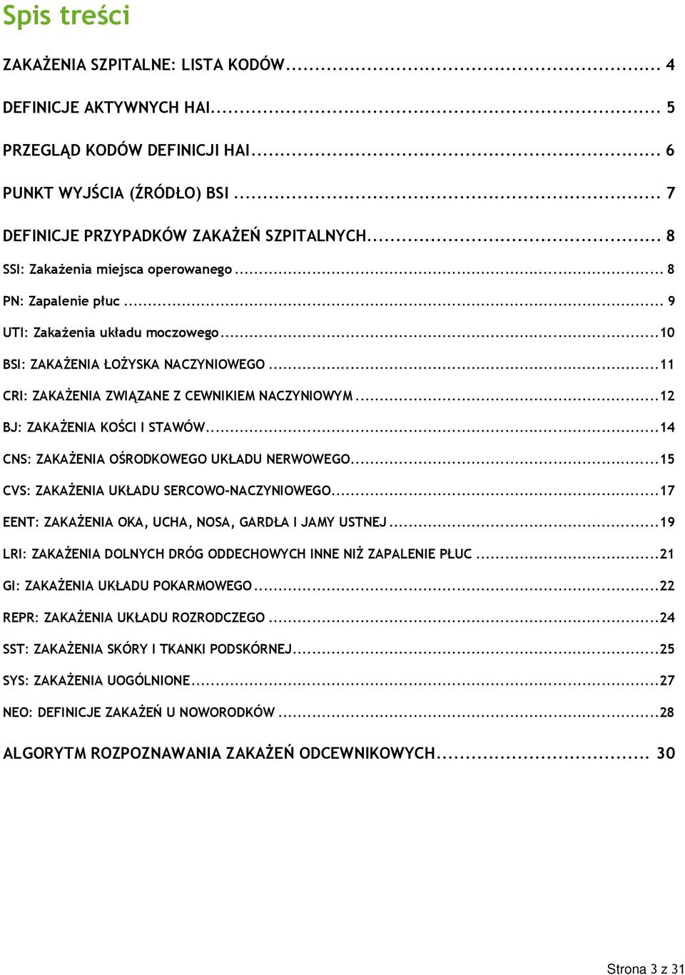 ..12 BJ: ZAKAśENIA KOŚCI I STAWÓW...14 CNS: ZAKAśENIA OŚRODKOWEGO UKŁADU NERWOWEGO...15 CVS: ZAKAśENIA UKŁADU SERCOWO-NACZYNIOWEGO...17 EENT: ZAKAśENIA OKA, UCHA, NOSA, GARDŁA I JAMY USTNEJ.