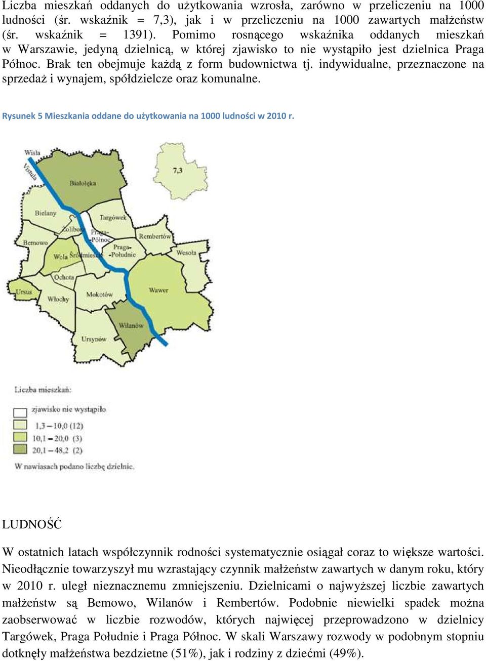 indywidualne, przeznaczone na sprzedaż i wynajem, spółdzielcze oraz komunalne. Rysunek 5 Mieszkania oddane do użytkowania na 1000 ludności w 2010 r.