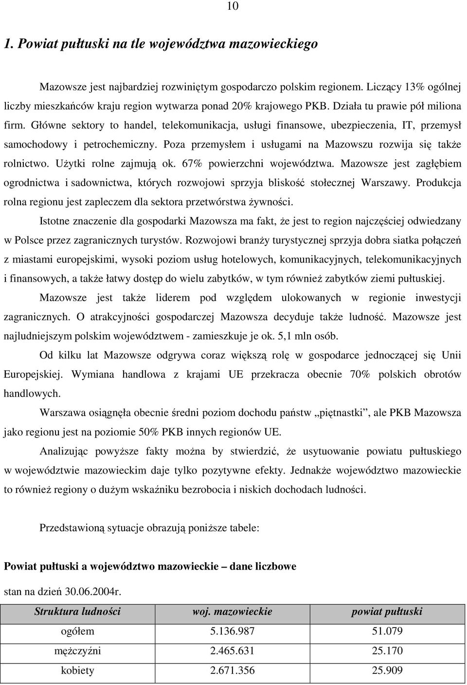 Główne sektory to handel, telekomunikacja, usługi finansowe, ubezpieczenia, IT, przemysł samochodowy i petrochemiczny. Poza przemysłem i usługami na Mazowszu rozwija się takŝe rolnictwo.