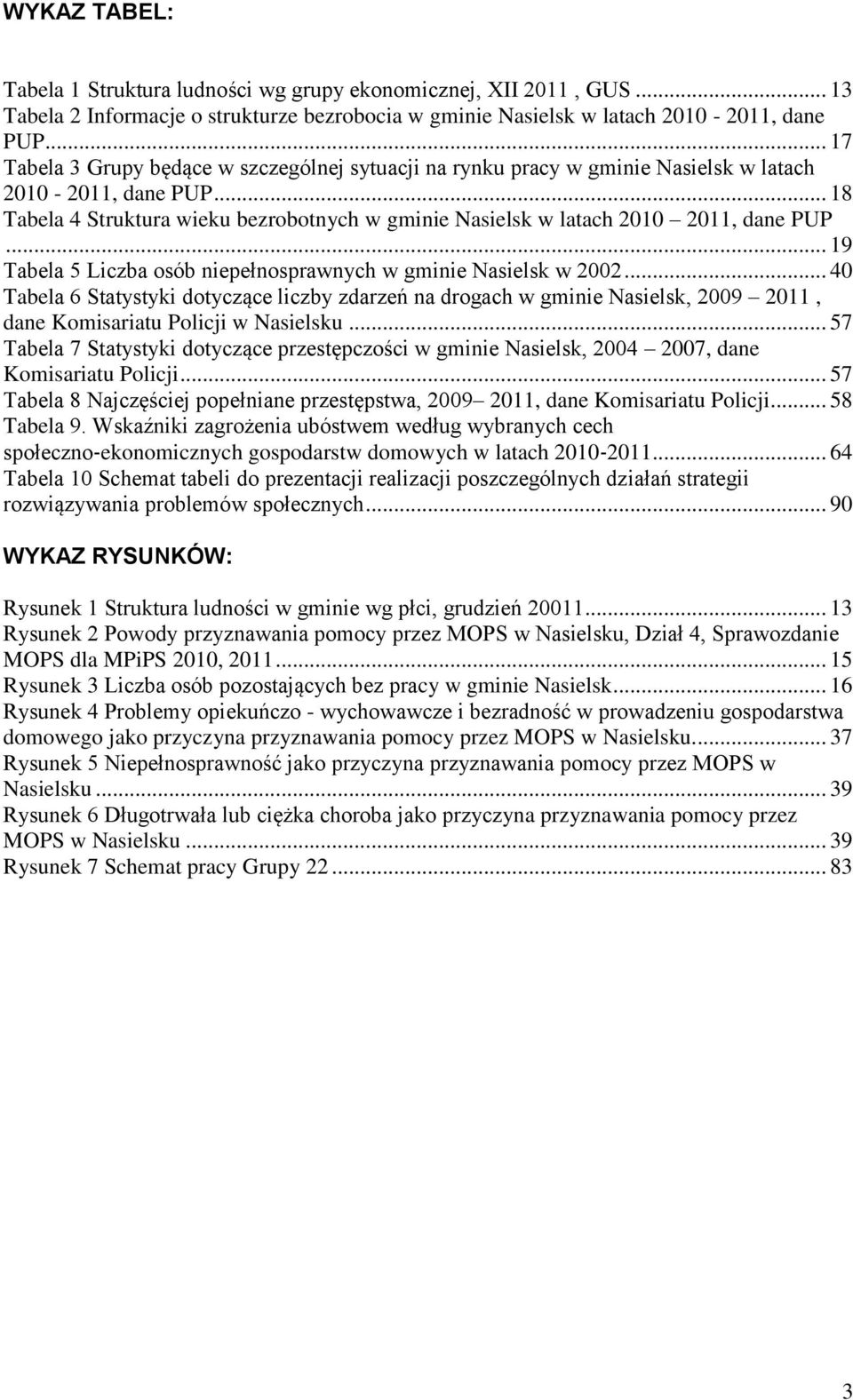 .. 18 Tabela 4 Struktura wieku bezrobotnych w gminie Nasielsk w latach 2010 2011, dane PUP... 19 Tabela 5 Liczba osób niepełnosprawnych w gminie Nasielsk w 2002.