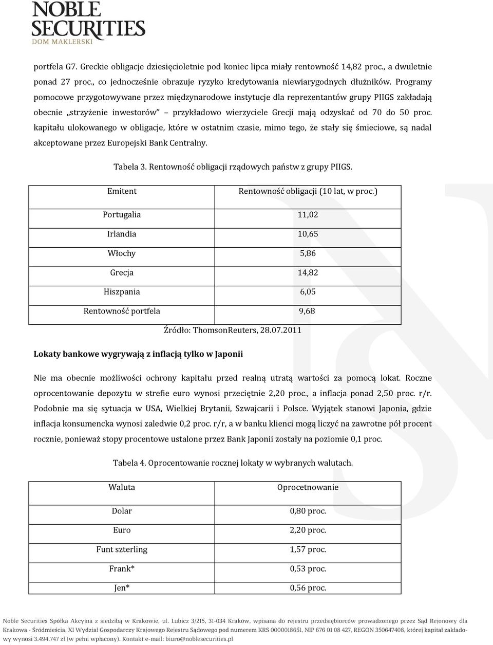 kapitału ulokowanego w obligacje, które w ostatnim czasie, mimo tego, że stały się śmieciowe, są nadal akceptowane przez Europejski Bank Centralny. Tabela 3.