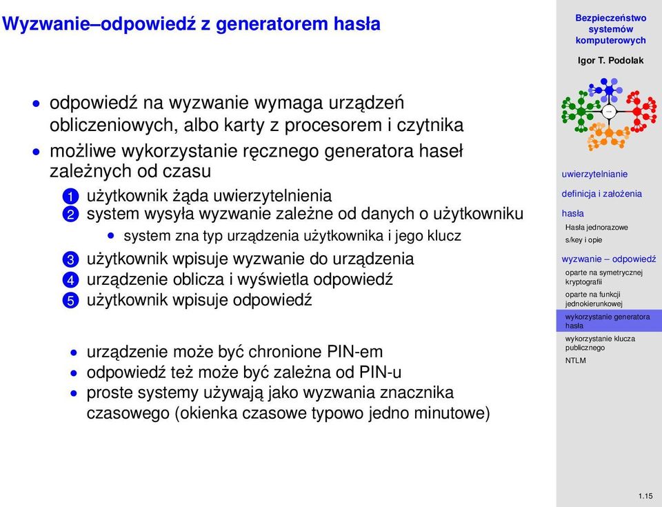 użytkownika i jego klucz 3 użytkownik wpisuje wyzwanie do urzadzenia 4 urzadzenie oblicza i wyświetla odpowiedź 5 użytkownik wpisuje odpowiedź urzadzenie