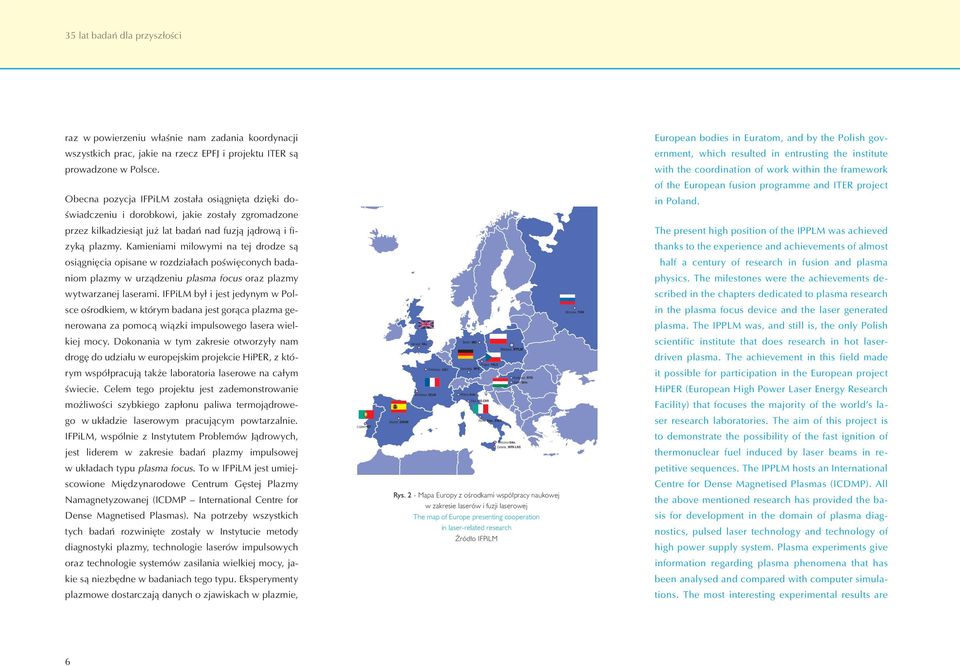 with the coordination of work within the framework of the European fusion programme and ITER project Obecna pozycja IFPiLM została osiągnięta dzięki doświadczeniu i dorobkowi, jakie zostały