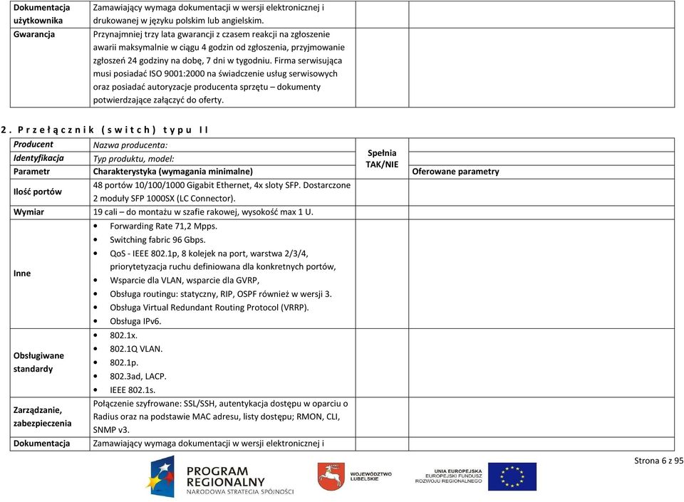 Firma serwisująca musi posiadać ISO 9001:2000 na świadczenie usług serwisowych oraz posiadać autoryzacje producenta sprzętu dokumenty potwierdzające załączyć do oferty. 2.