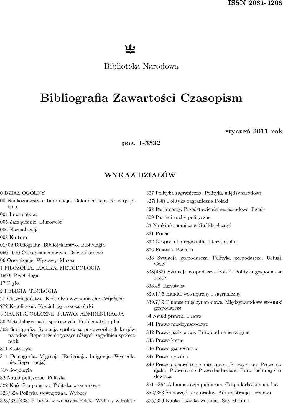 Wystawy. Muzea 1 FILOZOFIA. LOGIKA. METODOLOGIA 159.9 Psychologia 17 Etyka 2 RELIGIA. TEOLOGIA 27 Chrześcijaństwo. Kościoły i wyznania chrześcijańskie 272 Katolicyzm.