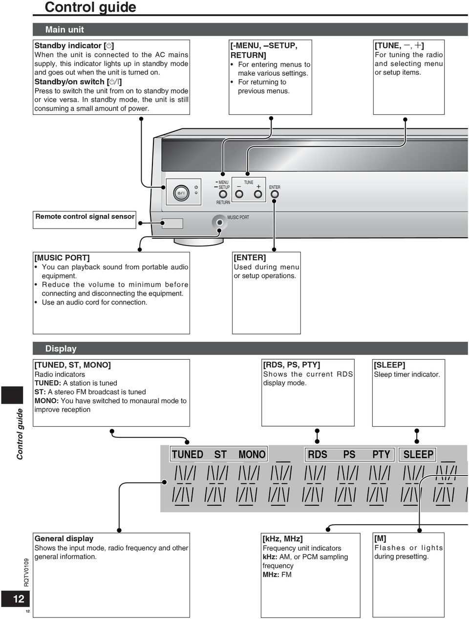 [-,, ] For entering menus to make various settings. For returning to previous menus. [, 3, 4] For tuning the radio and selecting menu or setup items.