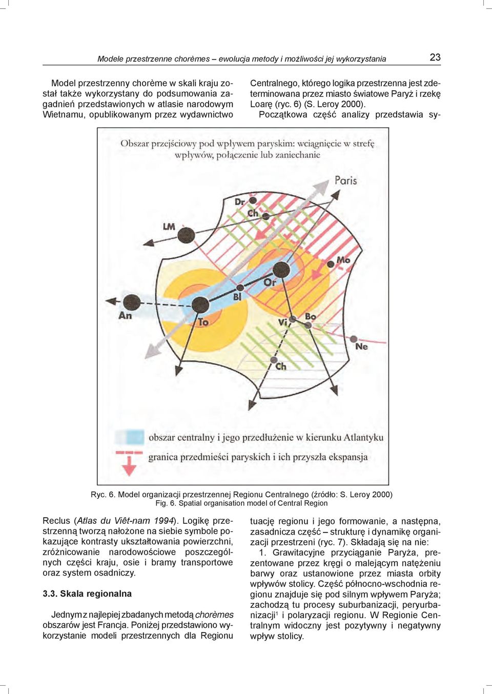 Początkowa część analizy przedstawia sy- Ryc. 6. Model organizacji przestrzennej Regionu Centralnego (źródło: S. Leroy 2000) Fig. 6. Spatial organisation model of Central Region Reclus (Atlas du Viêt-nam 1994).