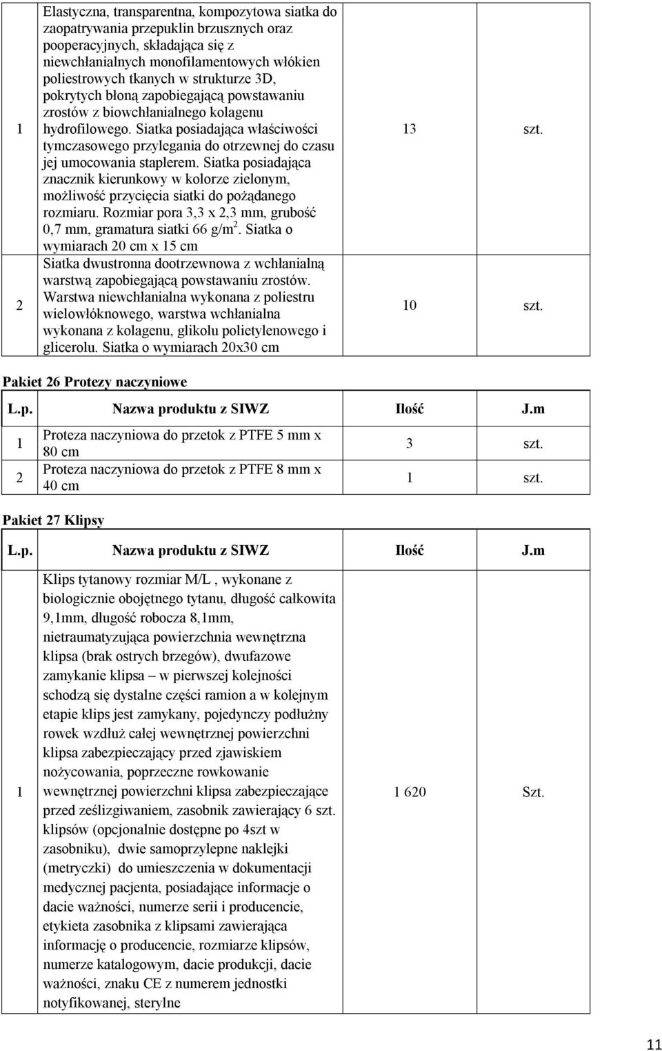 Siatka posiadająca właściwości tymczasowego przylegania do otrzewnej do czasu jej umocowania staplerem.