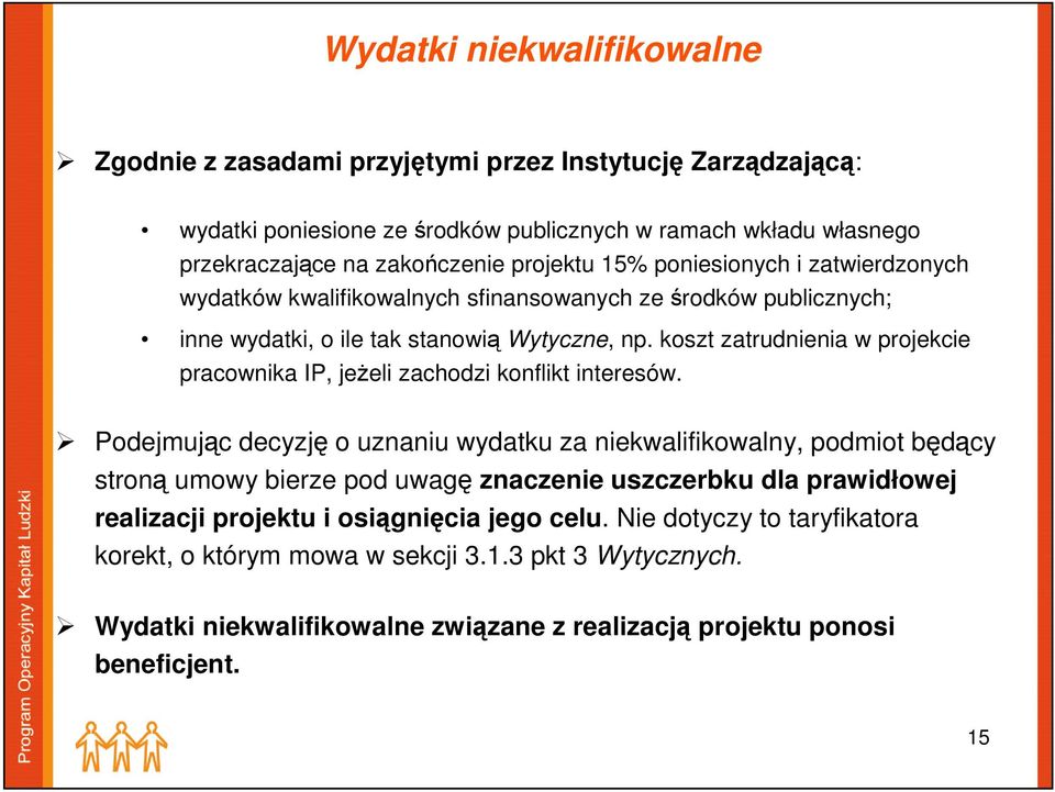 koszt zatrudnienia w projekcie pracownika IP, jeżeli zachodzi konflikt interesów.