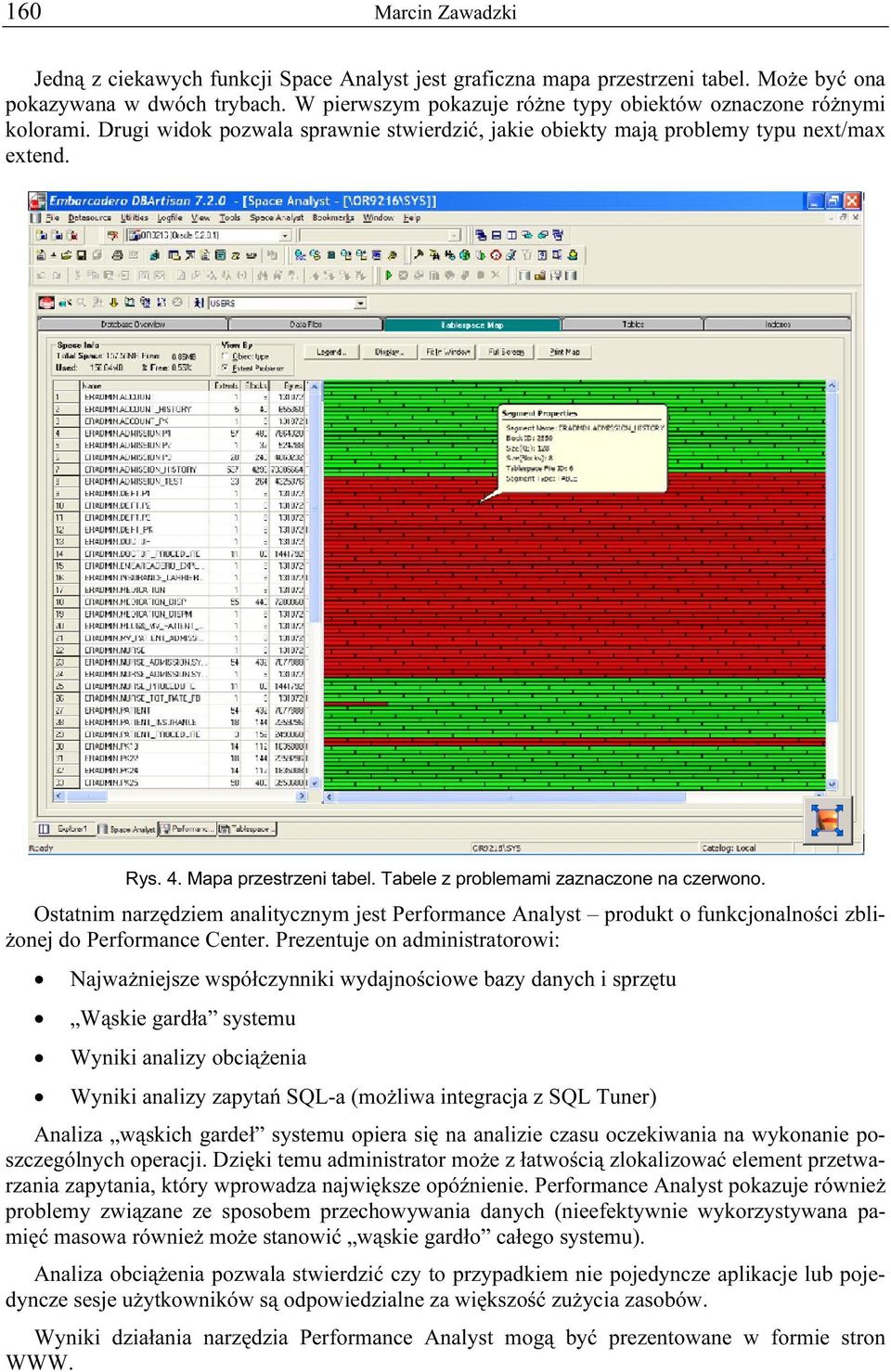 Tabele z problemami zaznaczone na czerwono. Ostatnim narzędziem analitycznym jest Performance Analyst produkt o funkcjonalności zbliżonej do Performance Center.