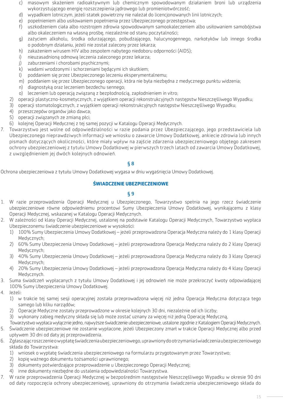 spowodowanym samookaleczeniem albo usiłowaniem samobójstwa albo okaleczeniem na własną prośbę, niezależnie od stanu poczytalności; g) zażyciem alkoholu, środka odurzającego, pobudzającego,