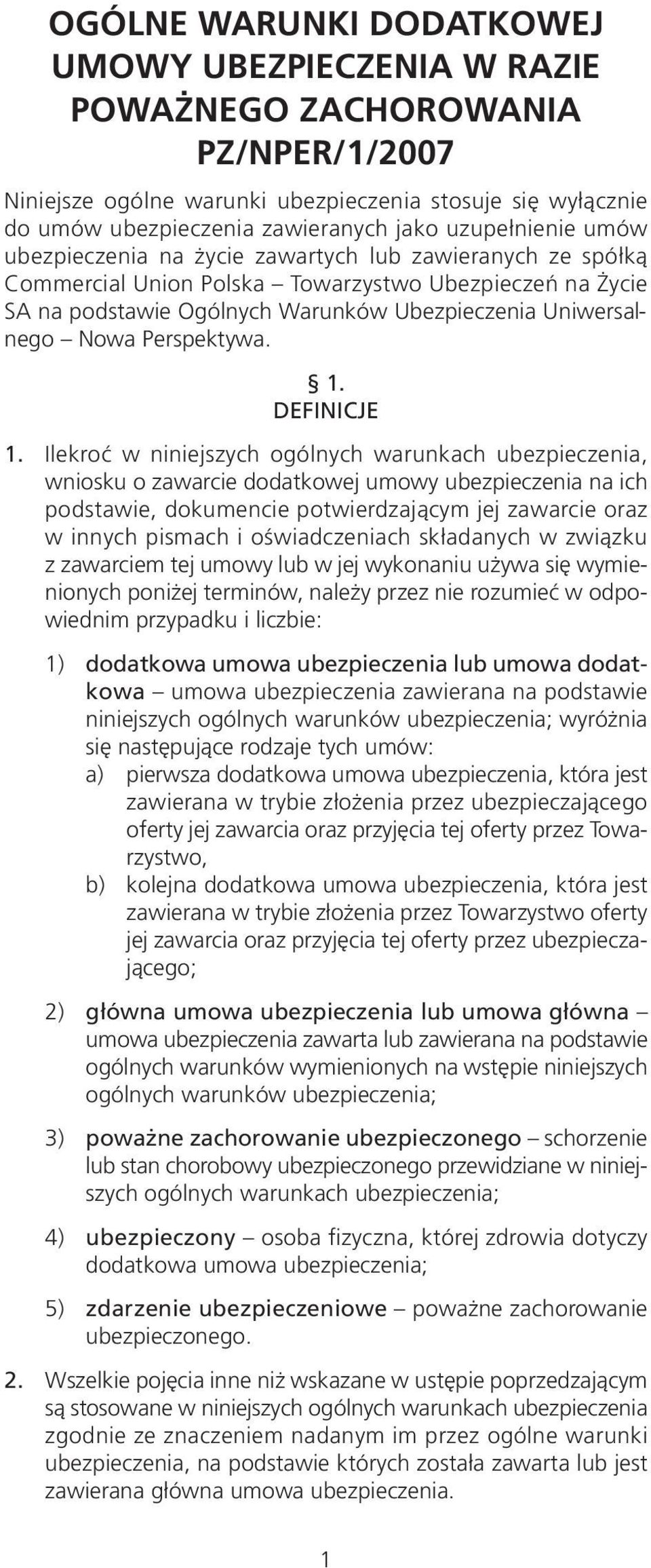 Nowa Perspektywa. 1. DE FI NI CJE 1.