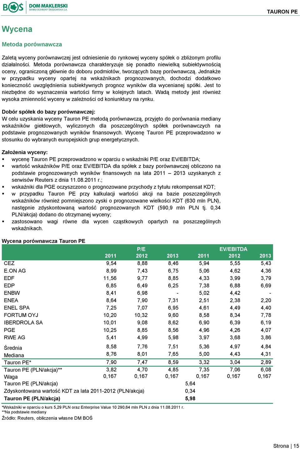 Jednakże w przypadku wyceny opartej na wskaźnikach prognozowanych, dochodzi dodatkowo konieczność uwzględnienia subiektywnych prognoz wyników dla wycenianej spółki.