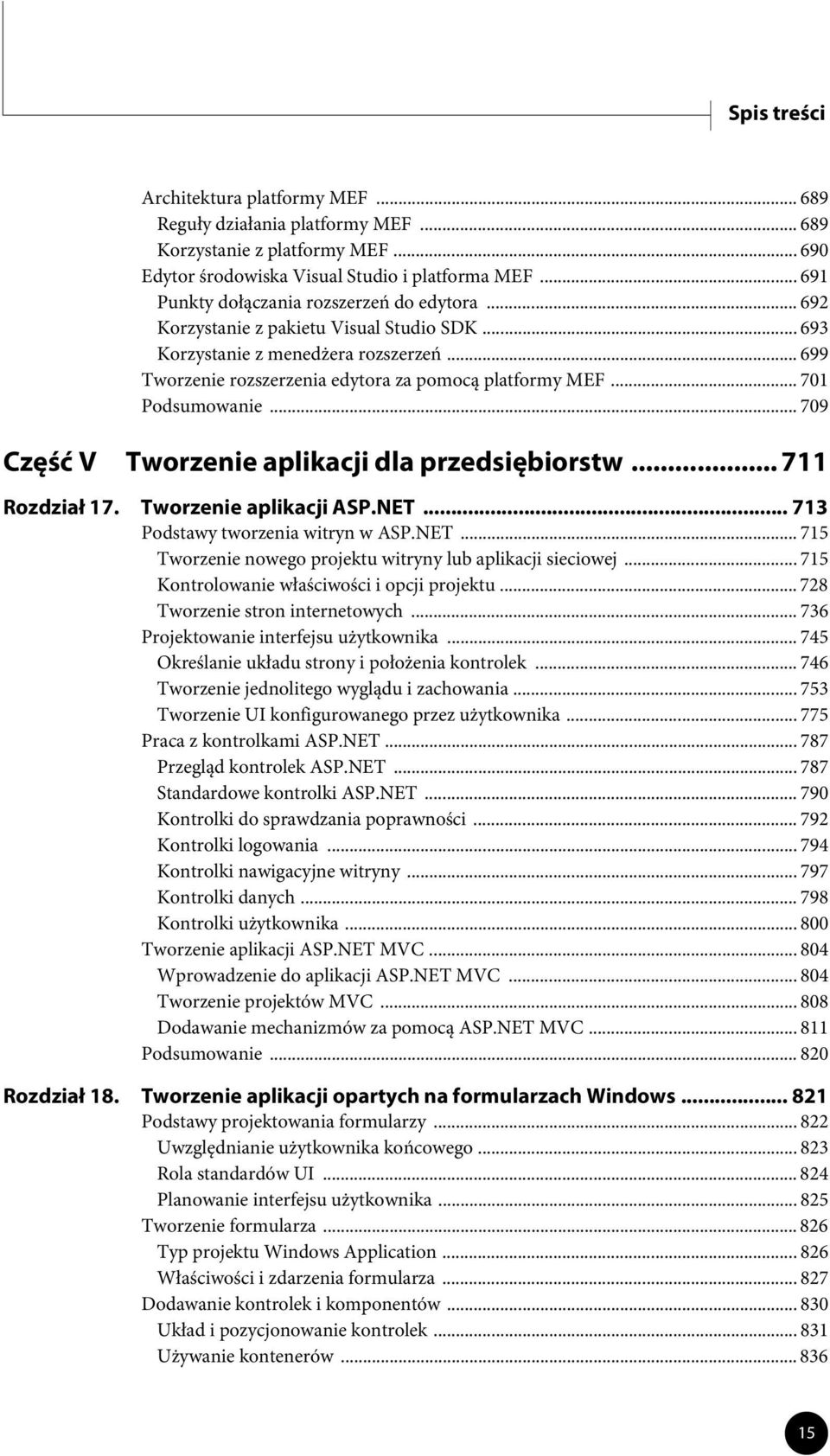 .. 701 Podsumowanie... 709 Część V Tworzenie aplikacji dla przedsiębiorstw... 711 Rozdział 17. Tworzenie aplikacji ASP.NET... 713 Podstawy tworzenia witryn w ASP.NET... 715 Tworzenie nowego projektu witryny lub aplikacji sieciowej.