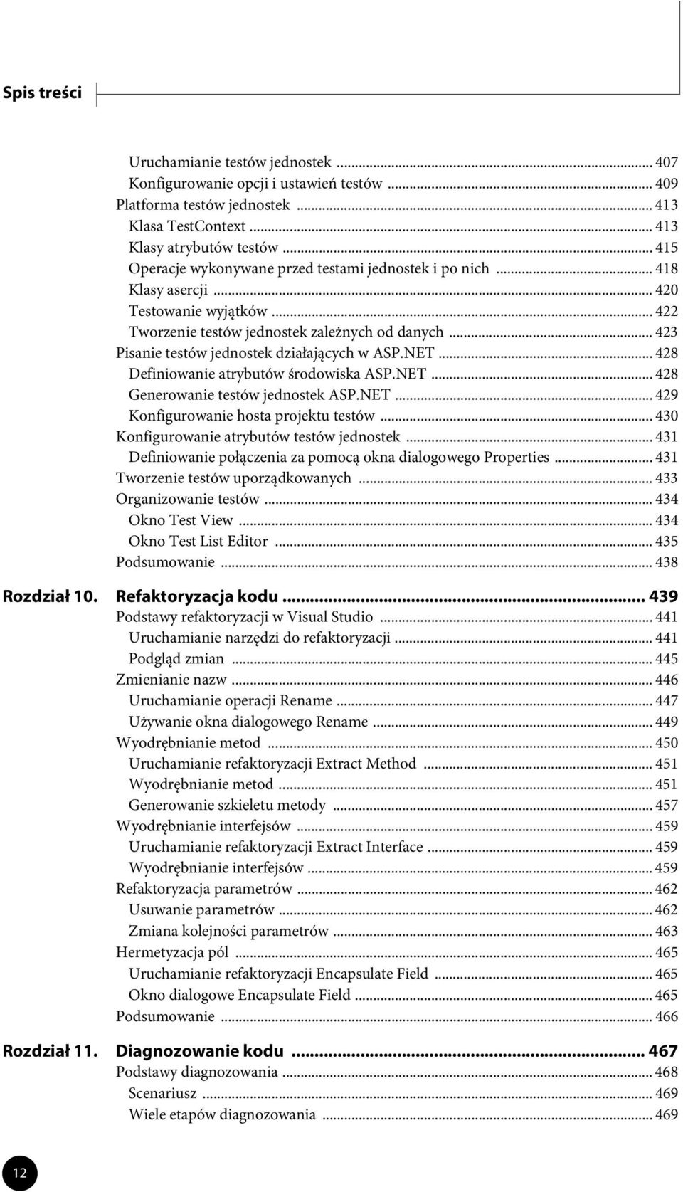 .. 423 Pisanie testów jednostek działających w ASP.NET... 428 Definiowanie atrybutów środowiska ASP.NET... 428 Generowanie testów jednostek ASP.NET... 429 Konfigurowanie hosta projektu testów.