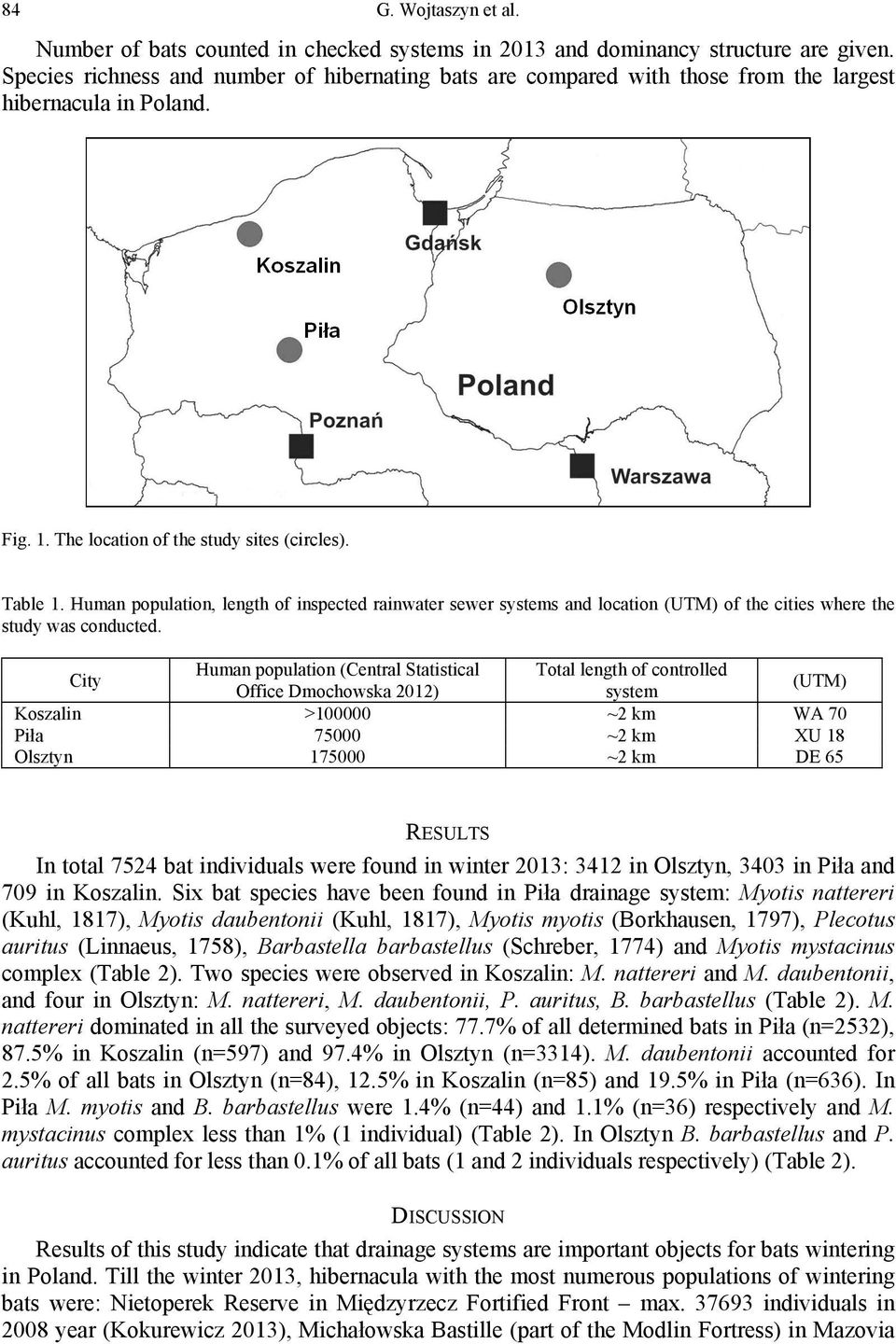 Human population, length of inspected rainwater sewer systems and location (UTM) of the cities where the study was conducted.