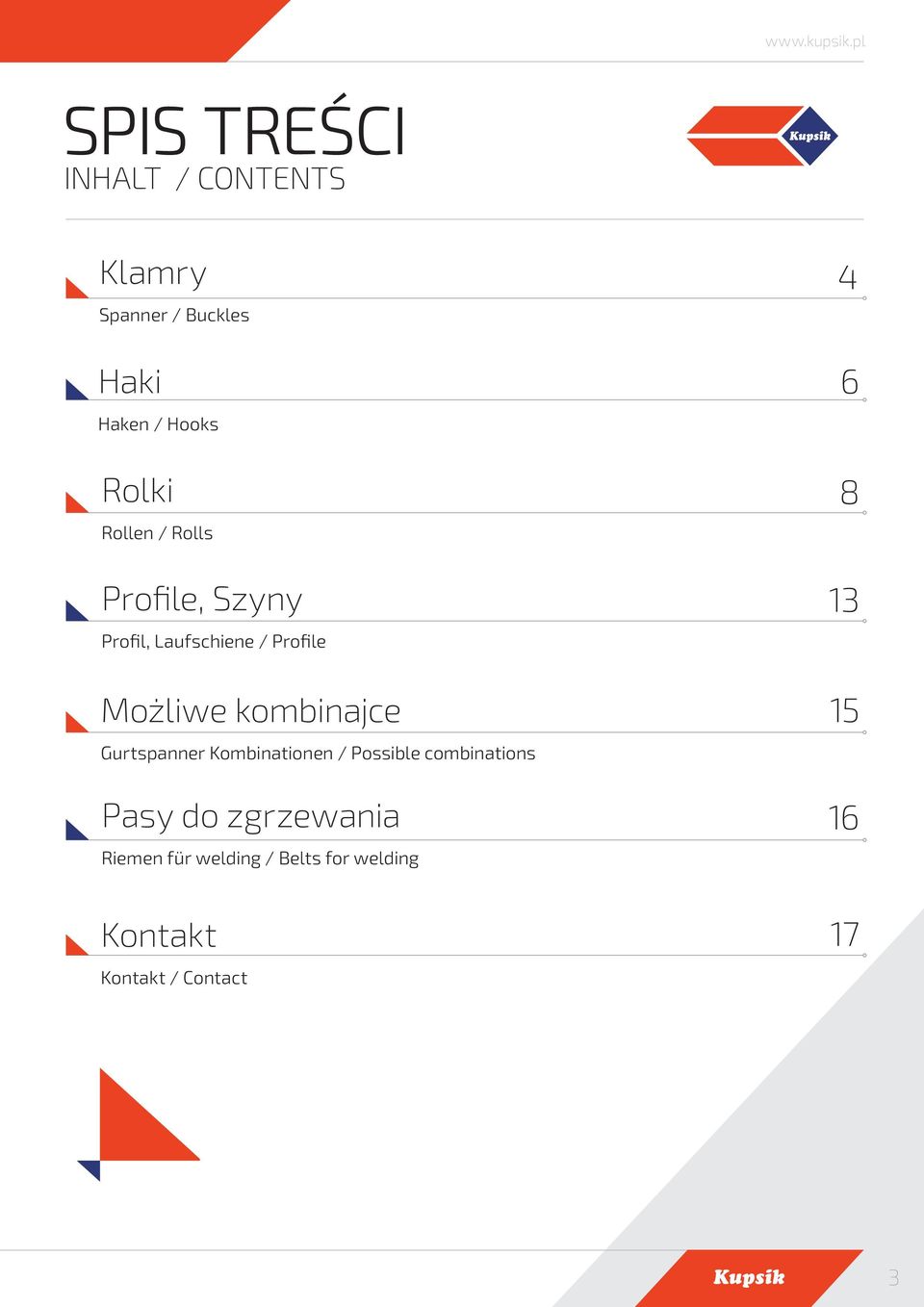 Rollen / Rolls Profile, Szyny Profil, aufsciene / Profile Możliwe kombinajce