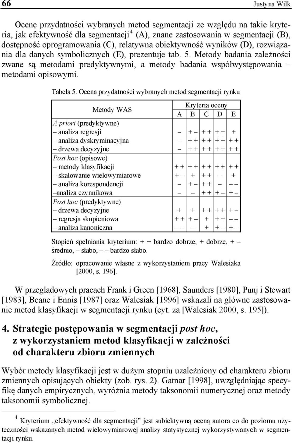 Metody badania zależności zwane są metodami predyktywnymi, a metody badania współwystępowania metodami opisowymi. Tabela 5.