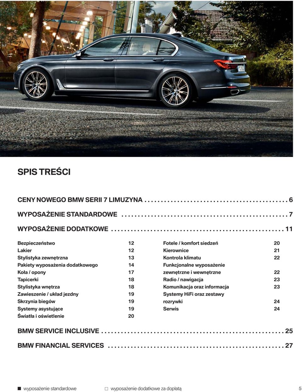 Zawieszenie / układ jezdny 19 Skrzynia biegów 19 Systemy asystujące 19 Światła i oświetlenie 20 Fotele / komfort siedzeń 20 Kierownice 21 Kontrola klimatu 22 Funkcjonalne wyposażenie zewnętrzne i