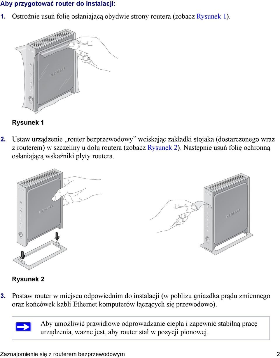 Następnie usuń folię ochronną osłaniającą wskaźniki płyty routera. Rysunek 2 3.