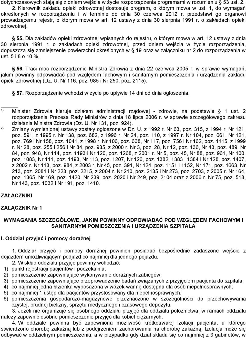 o zakładach opieki zdrowotnej. 55. Dla zakładów opieki zdrowotnej wpisanych do rejestru, o którym mowa w art. 12 ustawy z dnia 30 sierpnia 1991 r.