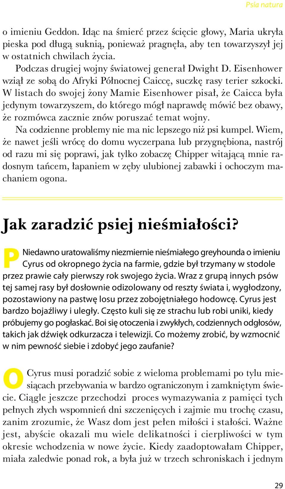 W listach do swojej ony Mamie Eisenhower pisa, e Caicca by a jedynym towarzyszem, do którego móg naprawd mówi bez obawy, e rozmówca zacznie znów porusza temat wojny.