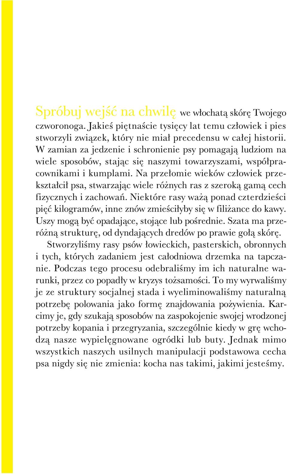 Na prze omie wieków cz owiek przekszta ci psa, stwarzaj c wiele ró nych ras z szerok gam cech fizycznych i zachowa.