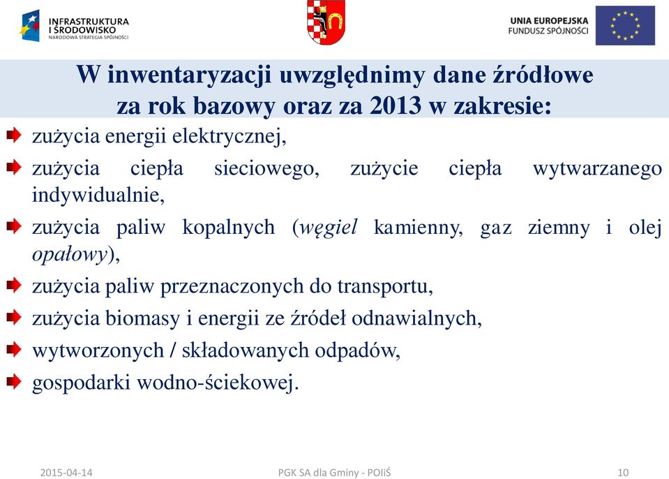 kopalnych (węgiel kamienny, gaz ziemny i olej opałowy), zużycia paliw przeznaczonych do transportu,