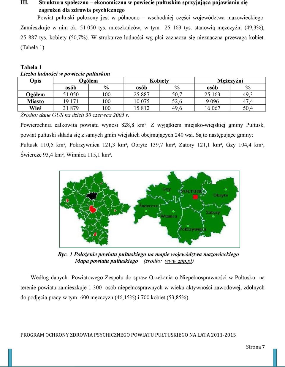 W strukturze ludności wg płci zaznacza się nieznaczna przewaga kobiet.