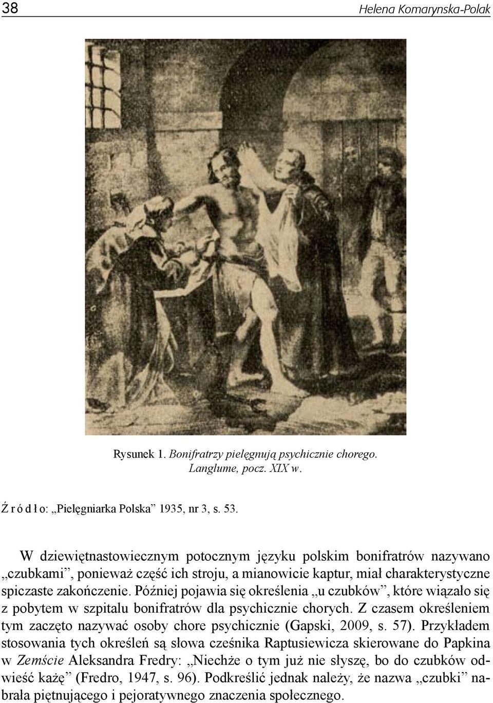 Później pojawia się określenia u czubków, które wiązało się z pobytem w szpitalu bonifratrów dla psychicznie chorych. Z czasem określeniem tym zaczęto nazywać osoby chore psychicznie (Gapski, 2009, s.