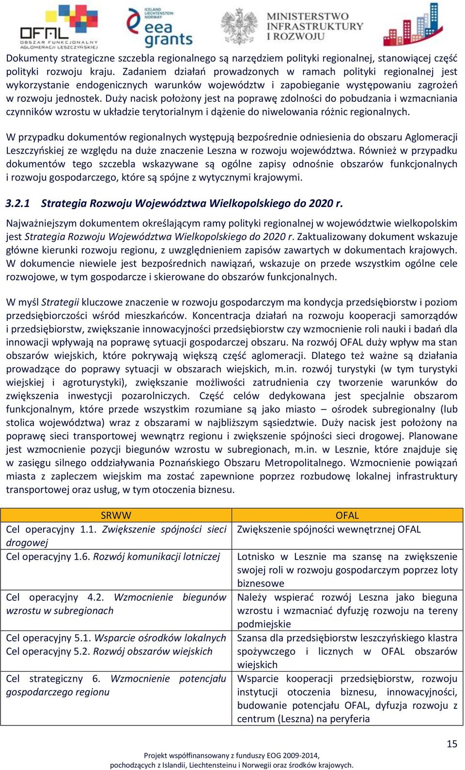 Duży nacisk położony jest na poprawę zdolności do pobudzania i wzmacniania czynników wzrostu w układzie terytorialnym i dążenie do niwelowania różnic regionalnych.