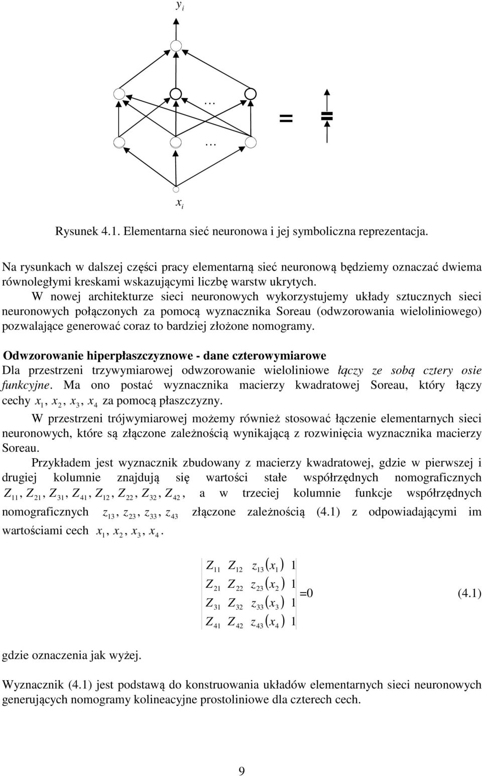 bardie łożone nomogramy Odworowanie hiperpłascynowe - dane cterowymiarowe Dla prestreni trywymiarowe odworowanie wieloliniowe łący e sobą ctery osie funkcyne Ma ono postać wynacnika maciery