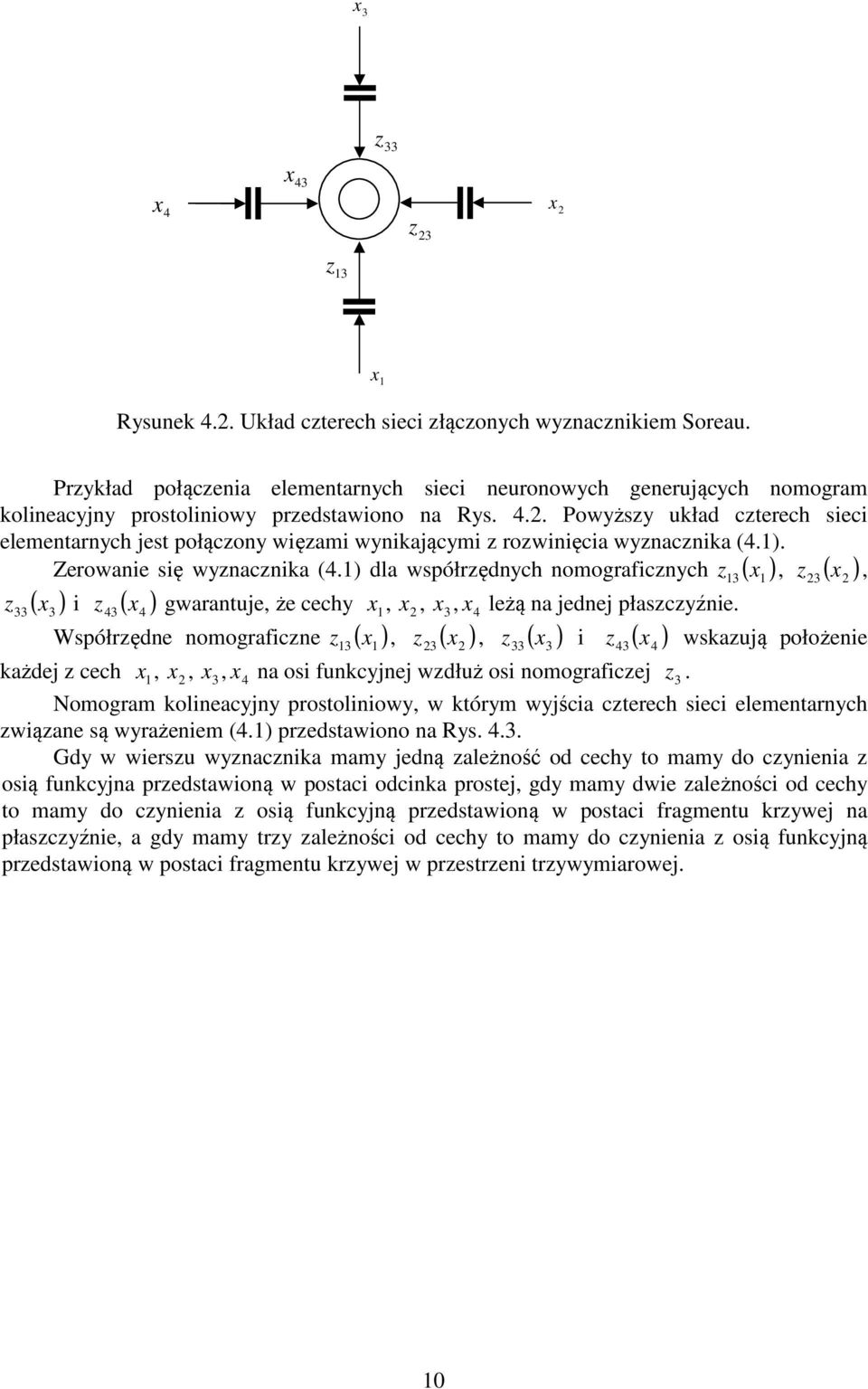 położenie Współrędne nomograficne (, (, ( i ( każde cech,,, na osi funkcyne wdłuż osi nomografice Nomogram kolineacyny prostoliniowy, w którym wyścia cterech sieci elementarnych wiąane są wyrażeniem