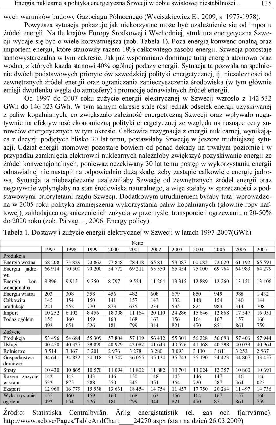 Na tle krajów Europy Środkowej i Wschodniej, struktura energetyczna Szwecji wydaje się być o wiele korzystniejsza (zob. Tabela 1).