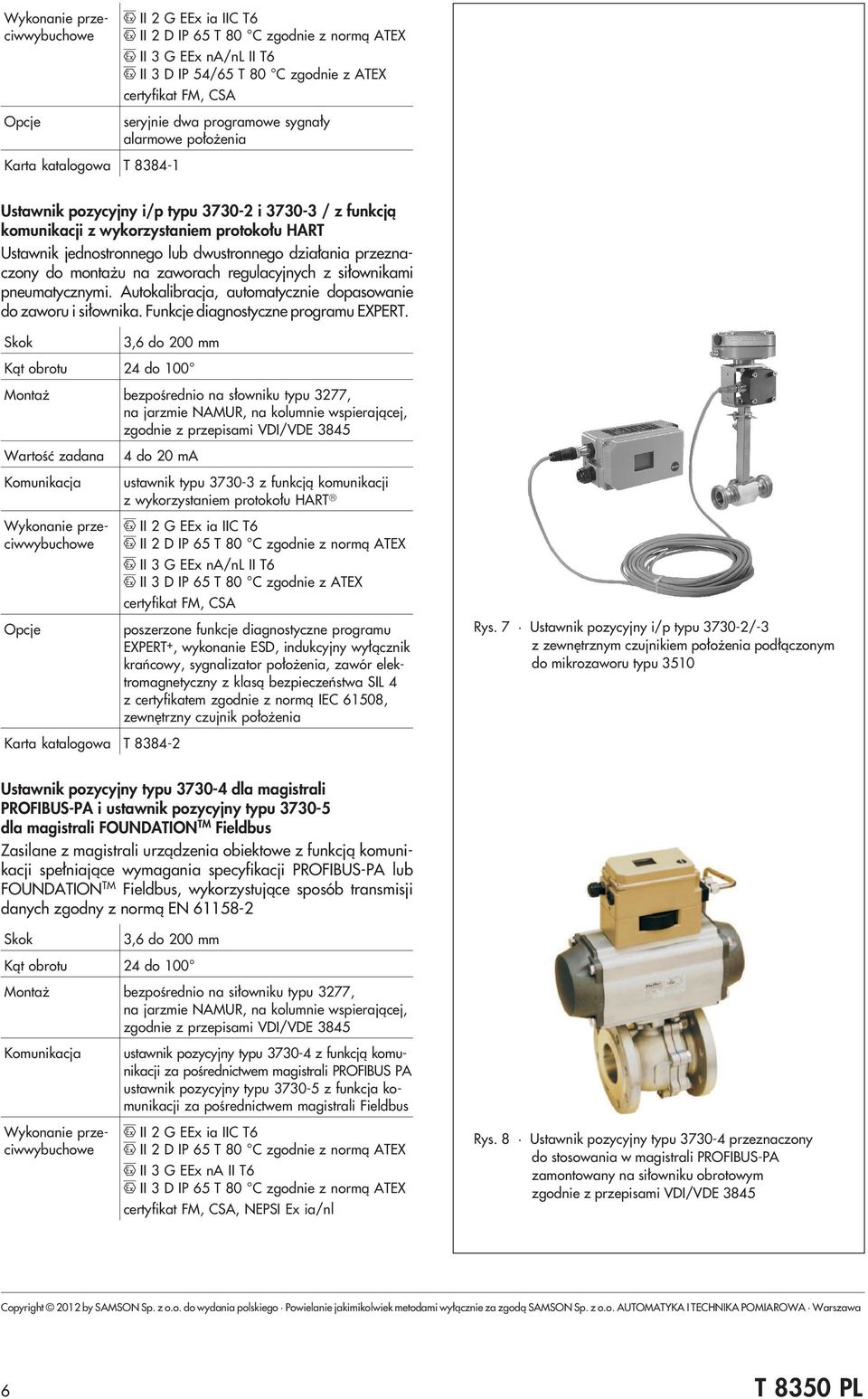 regulacyjnych z si³ownikami pneumatycznymi. Autokalibracja, automatycznie dopasowanie do zaworu i si³ownika. Funkcje diagnostyczne programu EXPERT.