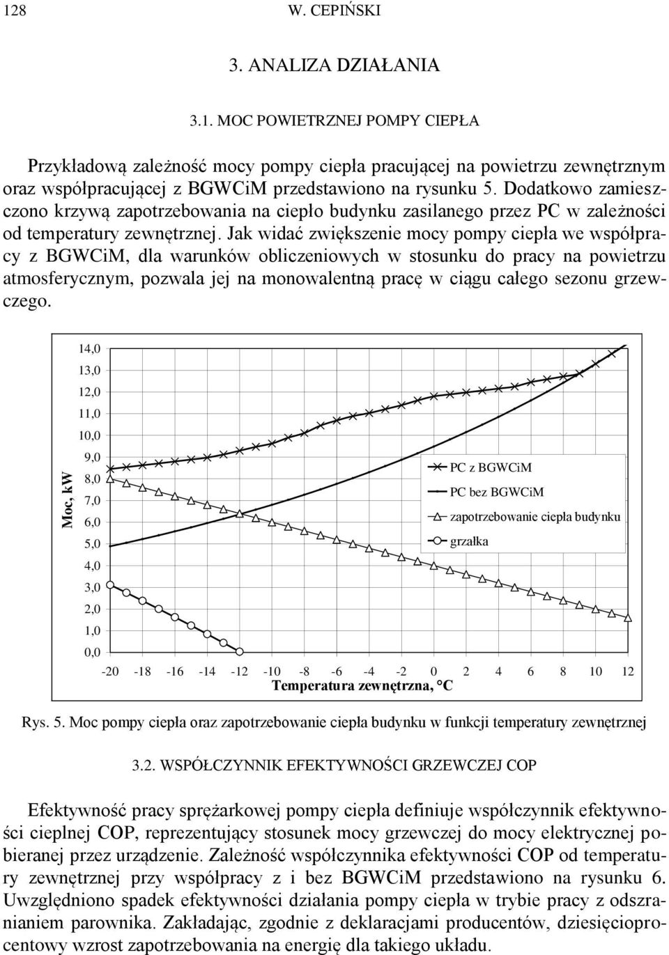 Jak widać zwiększenie mocy pompy ciepła we współpracy z BGWCiM, dla warunków obliczeniowych w stosunku do pracy na powietrzu atmosferycznym, pozwala jej na monowalentną pracę w ciągu całego sezonu