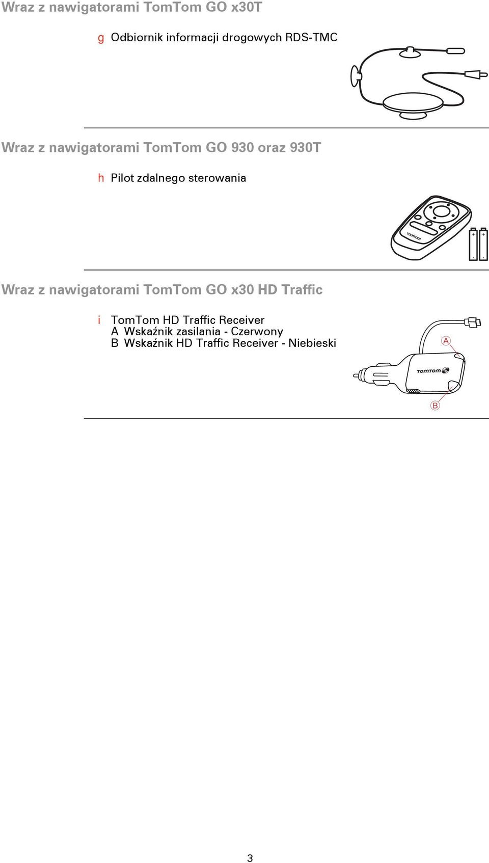 Wraz z nawigatorami TomTom GO x30 HD Traffic i TomTom HD Traffic Receiver A