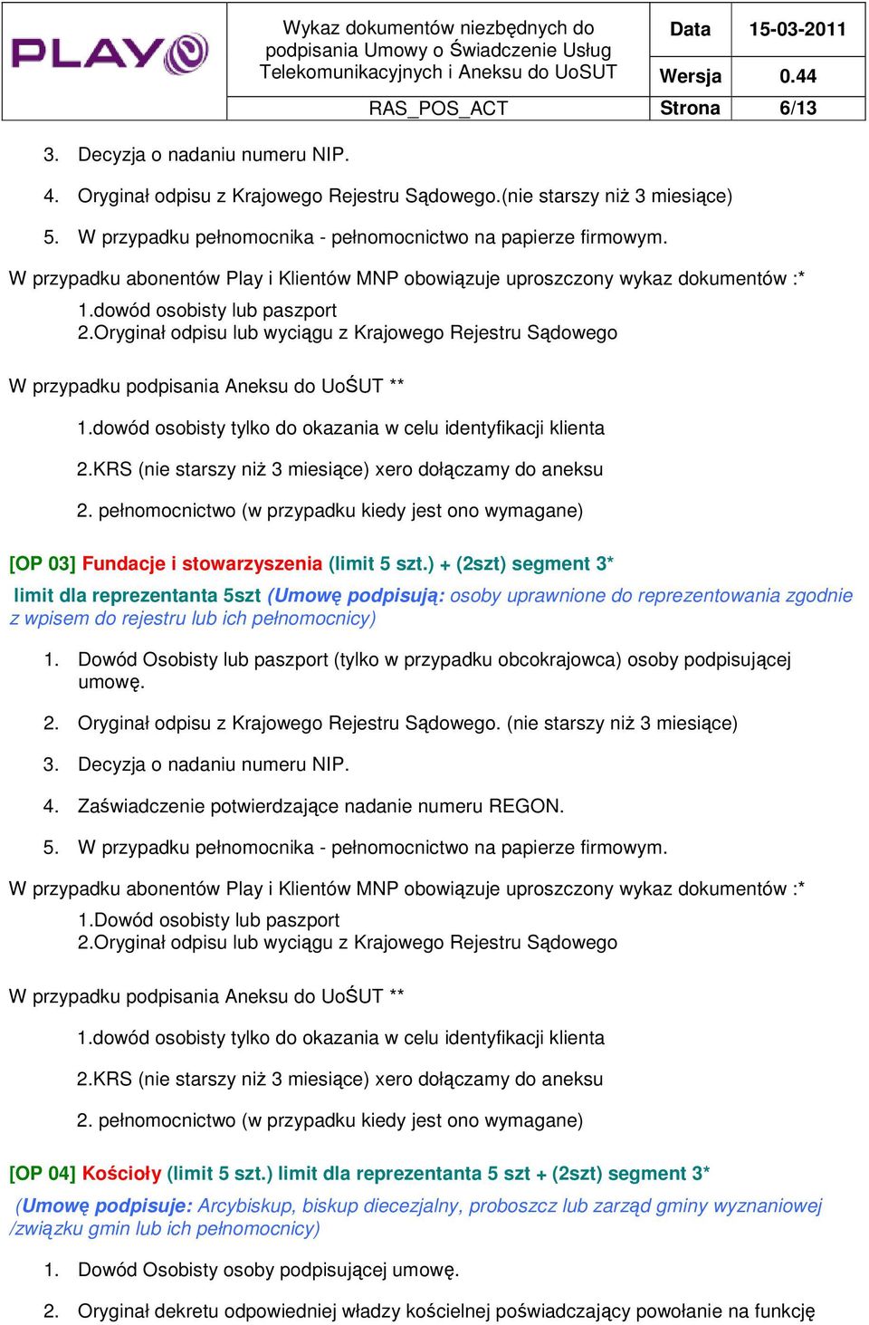 KRS (nie starszy niŝ 3 miesiące) xero dołączamy do aneksu [OP 03] Fundacje i stowarzyszenia (limit 5 szt.