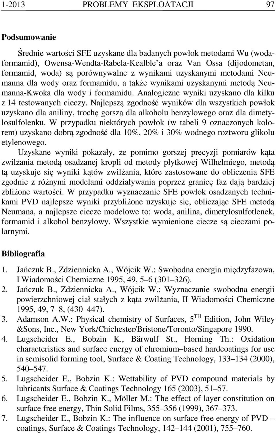 Najepzą zgodność wyników da wzytkich powłok uzykano da aniiny, trochę gorzą da akohou benzyowego oraz da dimetyoufoenku.