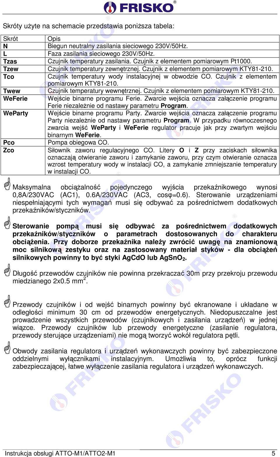 Czujnik z elementem pomiarowym KTY81-210. Czujnik temperatury wewnętrznej. Czujnik z elementem pomiarowym KTY81-210. Wejście binarne programu Ferie.