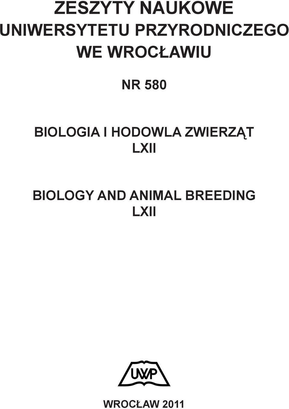 Biologia i hodowla zwierząt LXII